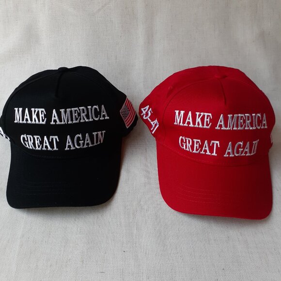 Pair of MAGA - 45-47 - Black and Red Baseball Caps - Adjustable Fit - Picture 12 of 12